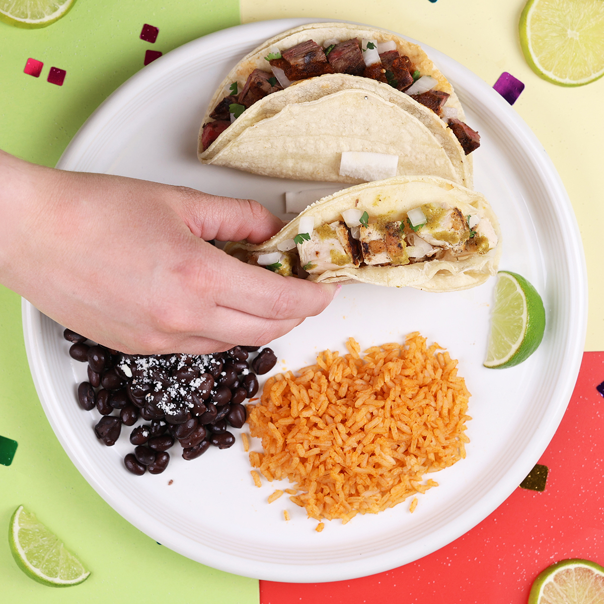 Overhead photo of tacos on a plate