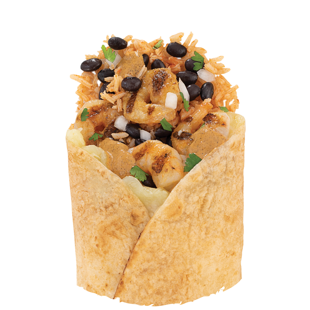 Spicy diablo sauce with black or pinto beans, rice, cheese, onion & cilantro mix wrapped in a warm flour tortilla with your favorite protein.